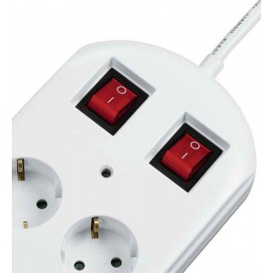 HAMA Socket Line 10 Πολύπριζο 10 Θέσεων με Διακόπτη και Καλώδιο 2m Λευκό