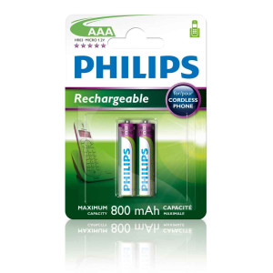 Philips Επαναφορτιζόμενες Μπαταρίες AAA Ni-MH 800mAh 1.2V 2τμχ