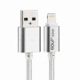 Καλώδιο USB σε iPhone 5/6 8-pin, Braided, 0.25m, Silver, Blister Golf 