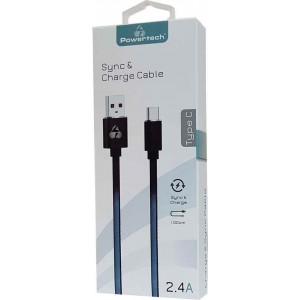 Powertech Braided USB 2.0 Cable Type-C male - USB-A male Μπλε 1m