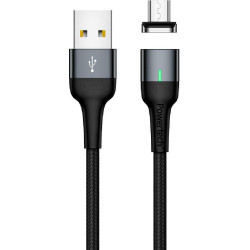 Powertech Braided / Magnetic USB 2.0 to micro USB Cable Μαύρο 1m