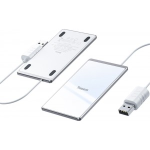Baseus Wireless Charger Ultra-thin Card 15W (with USB cable 1m) Silver/White (WX01B-S2)