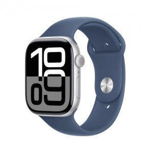Apple Watch Series 10 GPS 46mm Silver Alu Case, Denim Sport Band S/M EU MWWM3