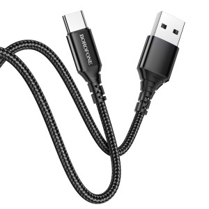 Καλώδιο σύνδεσης Borofone BX54 Ultra bright USB σε USB-C 2.4A Μαύρο 1m Braided