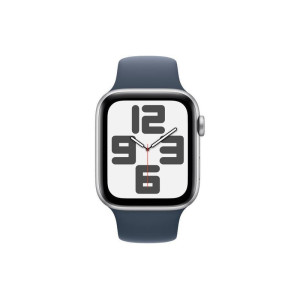 Apple Watch SE 2023 Aluminium 44mm Αδιάβροχο με Παλμογράφο (Silver with Storm Blue Sport Band) (MRHJ3QF/A)