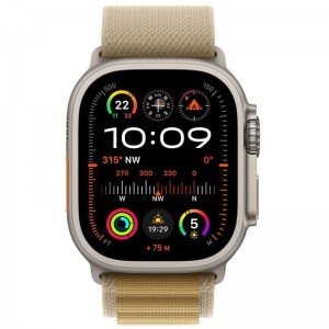 Apple Watch Ultra 2 2024 Titanium 49mm Αδιάβροχο με eSIM και Παλμογράφο (Natural με Tan Alpine Loop - Medium) (MX4F3FD/A)