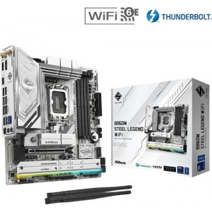 ASRock B860M Steel Legend WiFi Motherboard Micro ATX με Intel 1851 Socket (90-MXBQF0-A0UAYZ)