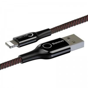 Baseus C-shaped Lightning Cable WIth LED Lamp 2.4A 1m (Μαύρο)