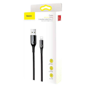 Baseus C-shaped Lightning Cable WIth LED Lamp 2.4A 1m (Μαύρο)