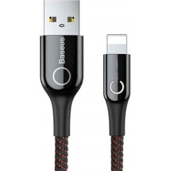 Baseus C-shaped Lightning Cable WIth LED Lamp 2.4A 1m (Μαύρο)