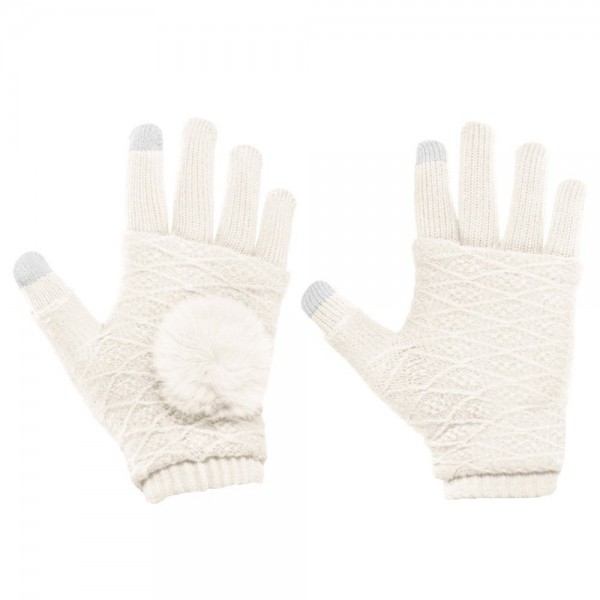 Γάντια Touchscreen 2in1 Striped and Fingerless one size Λευκό