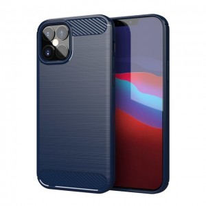 Θήκη Σιλικόνης Carbon TPU Fiber Brushed Apple iPhone 12 Pro Max Μπλε