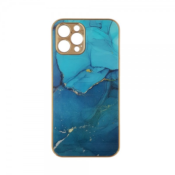 GKK Electroplate Marble Glass Case Apple iPhone 12 Pro Max Γαλάζιο