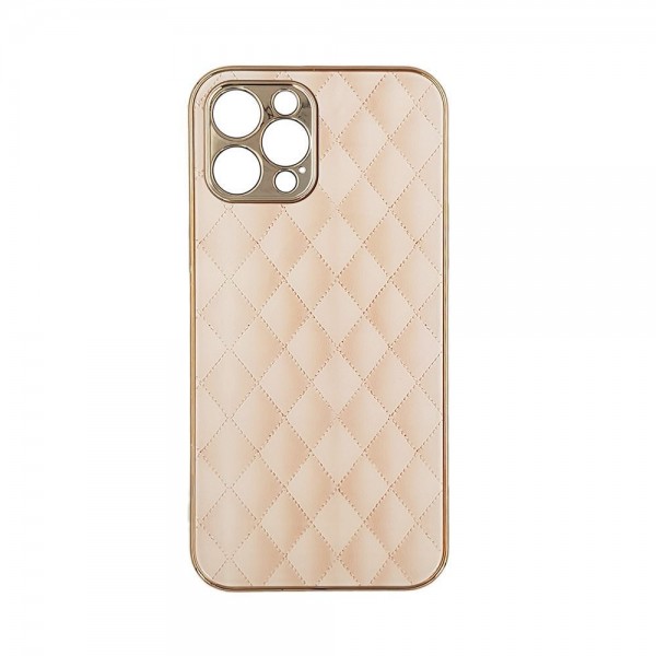 GKK Electroplate Glass Case Apple iPhone 12 Pro Max Cube Μπεζ