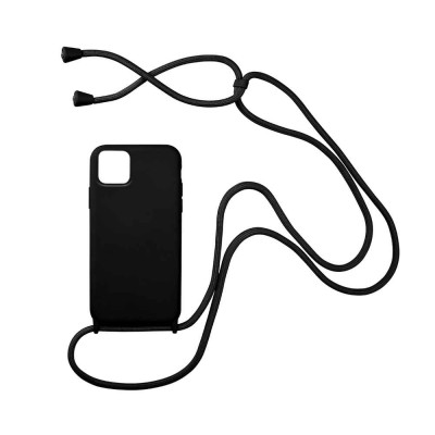 Θήκη Σιλικόνης με Κορδόνι CarryHang για Apple - My Colors - Μαύρο - iPhone 12 / iPhone 12 Pro