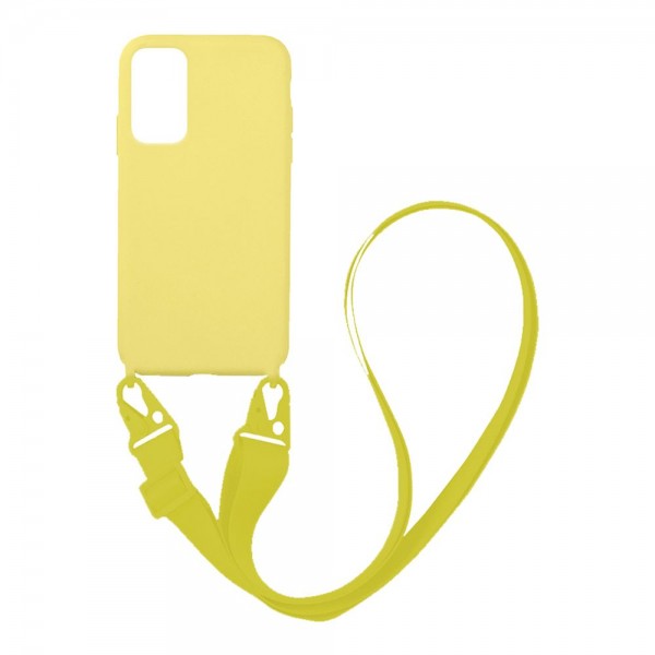 Θήκη Σιλικόνης με Strap CarryHang Sonique Samsung Galaxy A41 Κίτρινο
