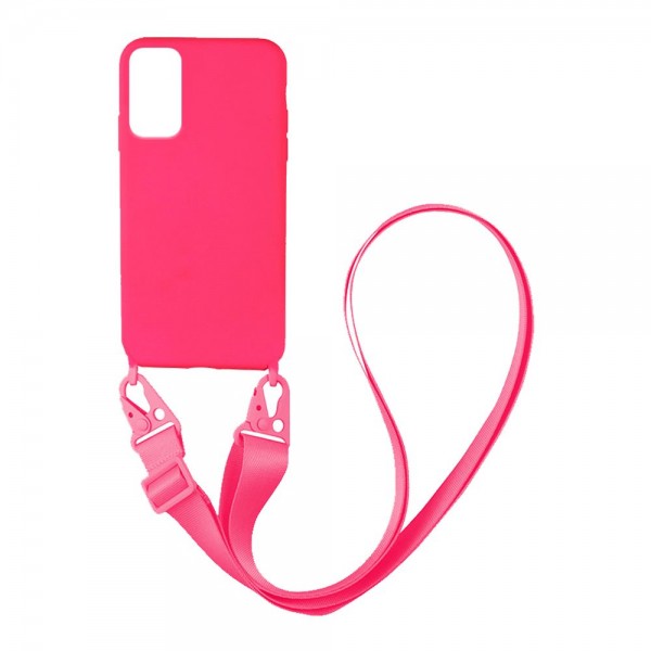 Θήκη Σιλικόνης με Strap CarryHang Sonique Samsung Galaxy A41 Φούξια
