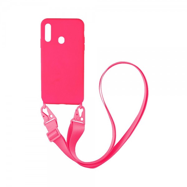 Θήκη Σιλικόνης με Strap CarryHang Sonique Samsung Galaxy A20s Φούξια