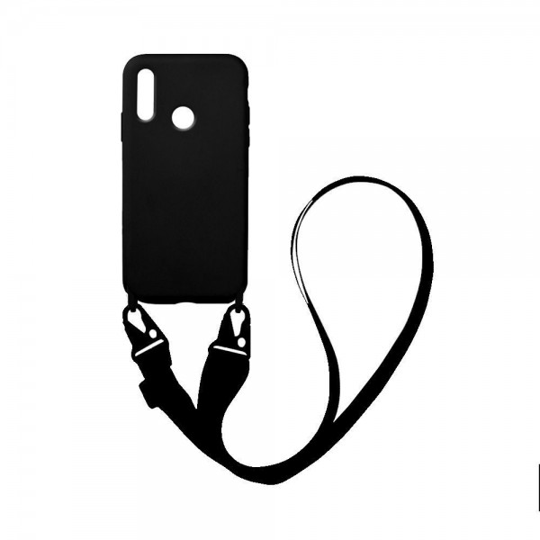 Θήκη Σιλικόνης με Strap CarryHang Sonique Huawei P Smart 2019 / Honor 10 Lite Μαύρο