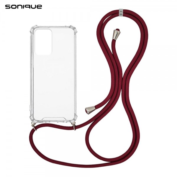 Θήκη Σιλικόνης με Κορδόνι Sonique Armor Clear Samsung Galaxy M23 5G Μπορντό