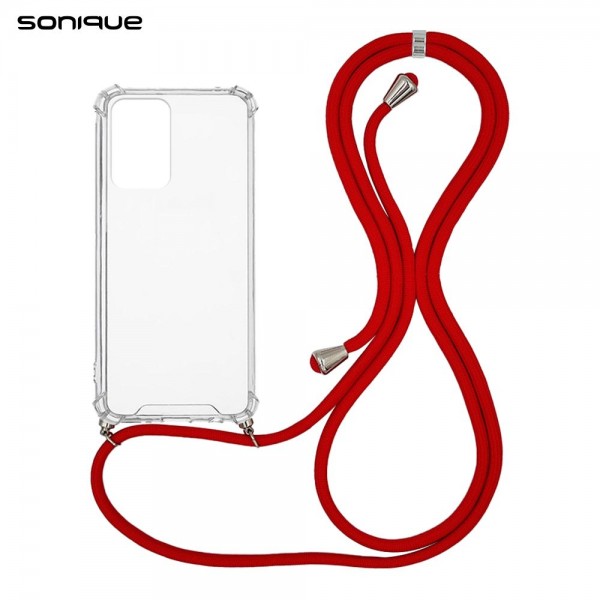 Θήκη Σιλικόνης με Κορδόνι Sonique Armor Clear Samsung Galaxy M23 5G Κόκκινο
