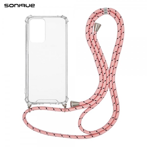 Θήκη Σιλικόνης με Κορδόνι Sonique Armor Clear Samsung Galaxy M23 5G Rainbow Ροζ
