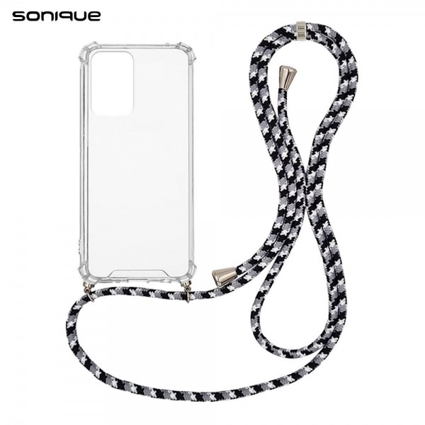Θήκη Σιλικόνης με Κορδόνι Sonique Armor Clear Samsung Galaxy M23 5G Rainbow Μαύρο