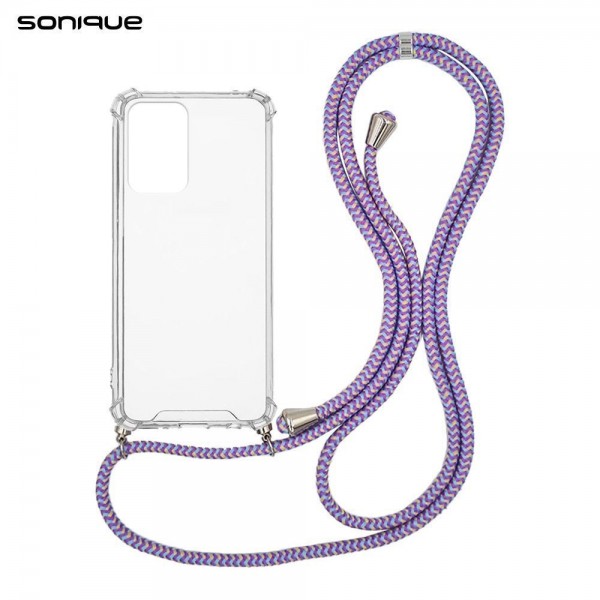 Θήκη Σιλικόνης με Κορδόνι Sonique Armor Clear Samsung Galaxy M23 5G Rainbow Λιλά