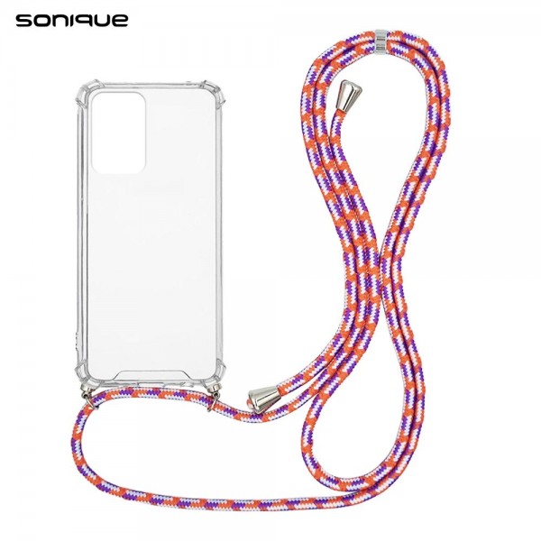 Θήκη Σιλικόνης με Κορδόνι Sonique Armor Clear Samsung Galaxy M23 5G Rainbow Κοραλλί