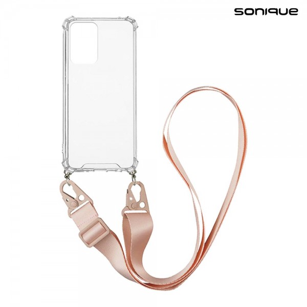 Θήκη Σιλικόνης με Strap Sonique Armor Clear Samsung Galaxy M23 5G Ροζ