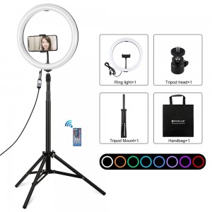 Ring Light Puluz RGBW LED 11.8" 30cm με Τρίποδο Δαπέδου 1.65cm και Βάση Κινητού