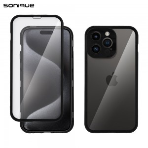 Μαγνητική Μεταλλική Θήκη 360° Full Protector Sonique για Apple iPhone 15 Pro Max Μαύρο