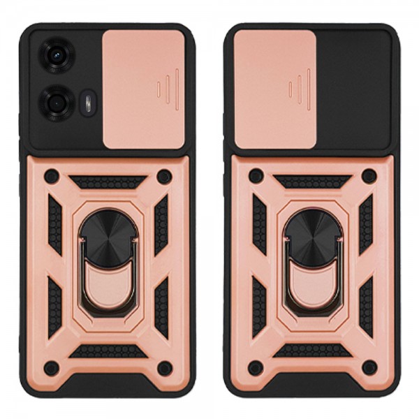 Θήκη Ring Armor CamPro Sonique για Motorola Moto G04 4G / Moto G04s 4G / Moto G24 4G / Moto G24 4G Power / Moto E14 4G Ροζ Χρυσό