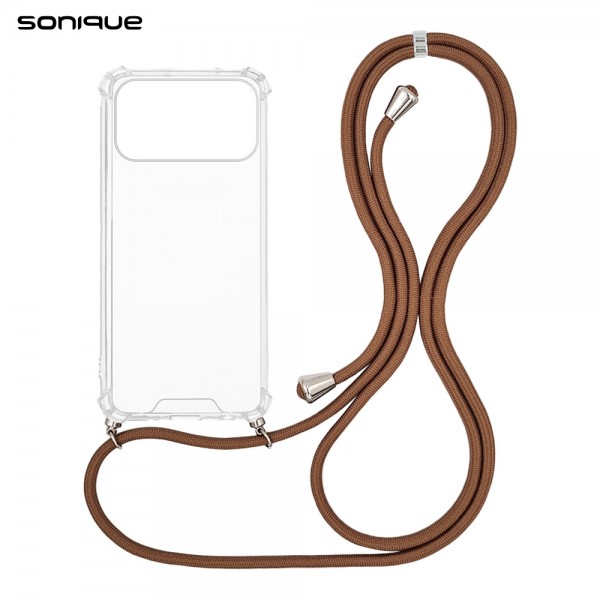 Θήκη Σιλικόνης με Κορδόνι Sonique Armor Clear Apple iPhone 17 Pro Καφέ