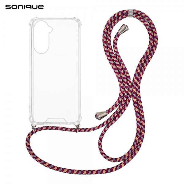 Θήκη Σιλικόνης με Κορδόνι Sonique Armor Clear Samsung Galaxy A57 5G Rainbow Μπορντό