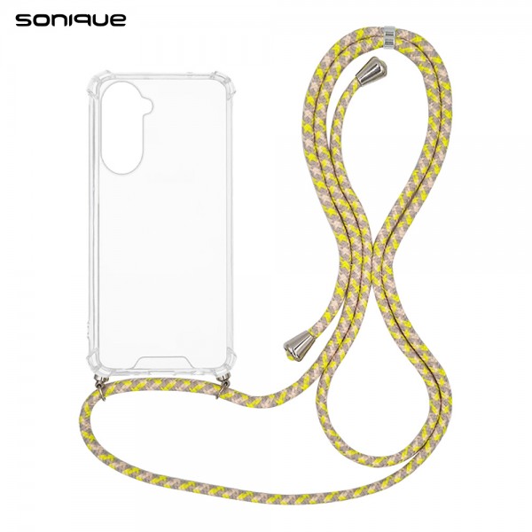 Θήκη Σιλικόνης με Κορδόνι Sonique Armor Clear Samsung Galaxy A57 5G Rainbow Κίτρινο
