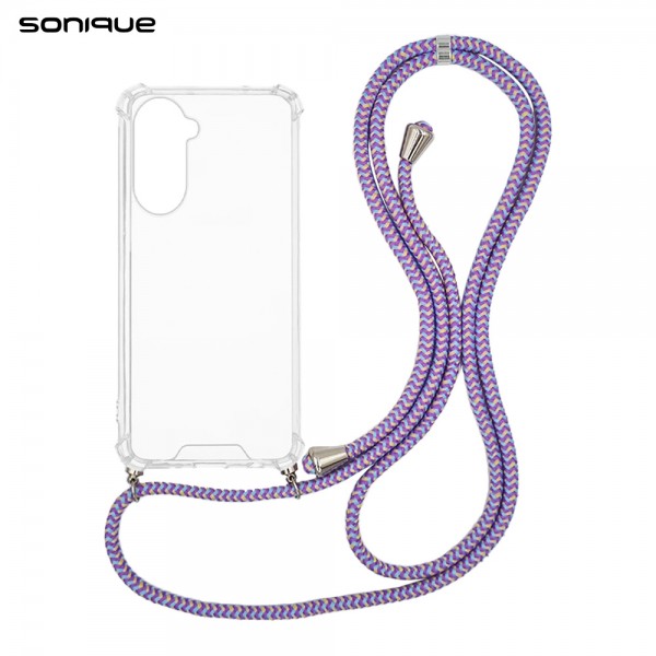 Θήκη Σιλικόνης με Κορδόνι Sonique Armor Clear Samsung Galaxy S26 Plus Rainbow Λιλά