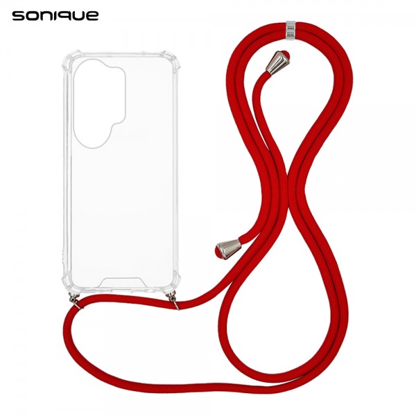 Θήκη Σιλικόνης με Κορδόνι Sonique Armor Clear Samsung Galaxy S26 Ultra Κόκκινο