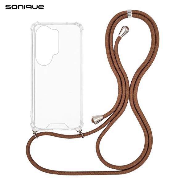 Θήκη Σιλικόνης με Κορδόνι Sonique Armor Clear Samsung Galaxy S26 Ultra Καφέ