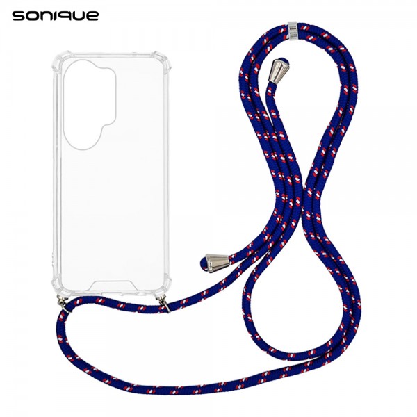 Θήκη Σιλικόνης με Κορδόνι Sonique Armor Clear Samsung Galaxy S26 Ultra Rainbow Μπλε