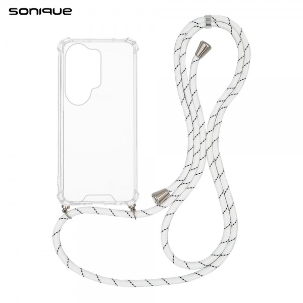 Θήκη Σιλικόνης με Κορδόνι Sonique Armor Clear Samsung Galaxy S26 Ultra Rainbow Λευκό