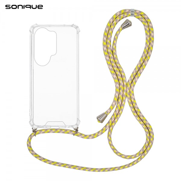 Θήκη Σιλικόνης με Κορδόνι Sonique Armor Clear Samsung Galaxy S26 Ultra Rainbow Κίτρινο