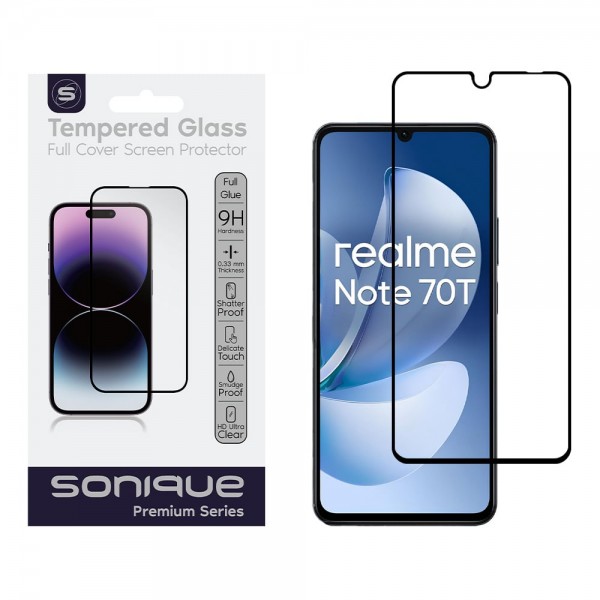 Hardy Glass Sonique Premium Series HD Full Cover 9H Realme Note 70T 4G Μαύρο