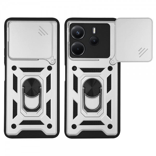 Θήκη Ring Armor CamPro Sonique για Xiaomi Redmi Note 14 4G (164.84mm) Ασημί
