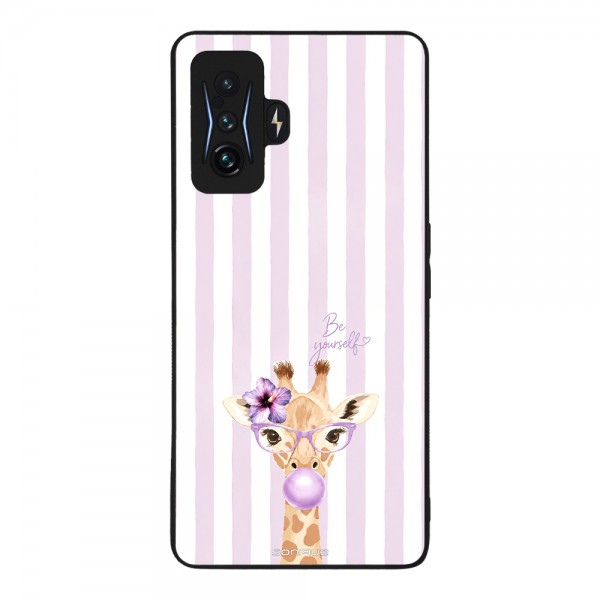 Θήκη Sonique Stripe Stories Series  για Xiaomi Poco F4 GT 5G Λιλά- Καμηλοπάρδαλη με Τσιχλόφουσκα