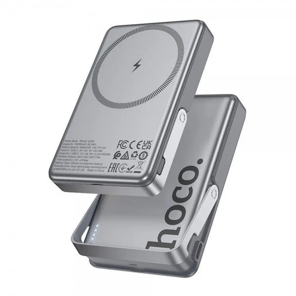 Ασύρματο Μαγνητικό Powerbank Hoco Q36A 10000mAh με stand 20W PD Γκρι