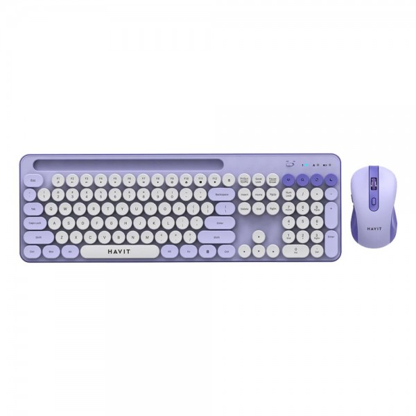 Σετ Ασύρματο Πληκτρολόγιο & Ποντίκι - Havit KB832GCM Λευκό|Μωβ