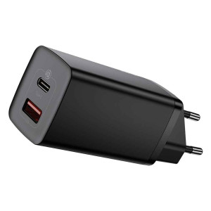 Φορτιστής Baseus GaN2 Lite Travel Charger USB+USB-C 65W PD QC 3.0 Μαύρο - Baseus - Μαύρο - Φορτιστής Χωρίς Καλώδιο (Αντάπτορας)