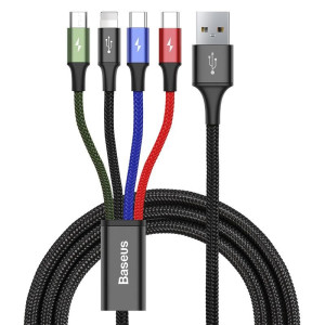 Καλώδιο Baseus USB 4 σε 1 2xUSB-C / Lightning / Micro USB 3.5A 1.2m Μαύρο - Baseus - Μαύρο - Multicharging