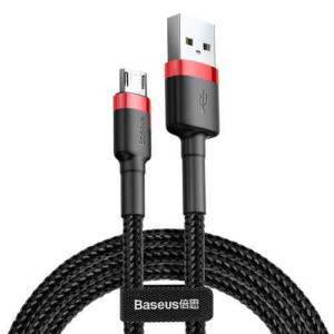 Καλώδιο Baseus Cafule Braided USB 2.0 / micro USB 2.4A 1m Μαύρο / Κόκκινο - Baseus - Μαύρο / Κόκκινο - Micro Usb